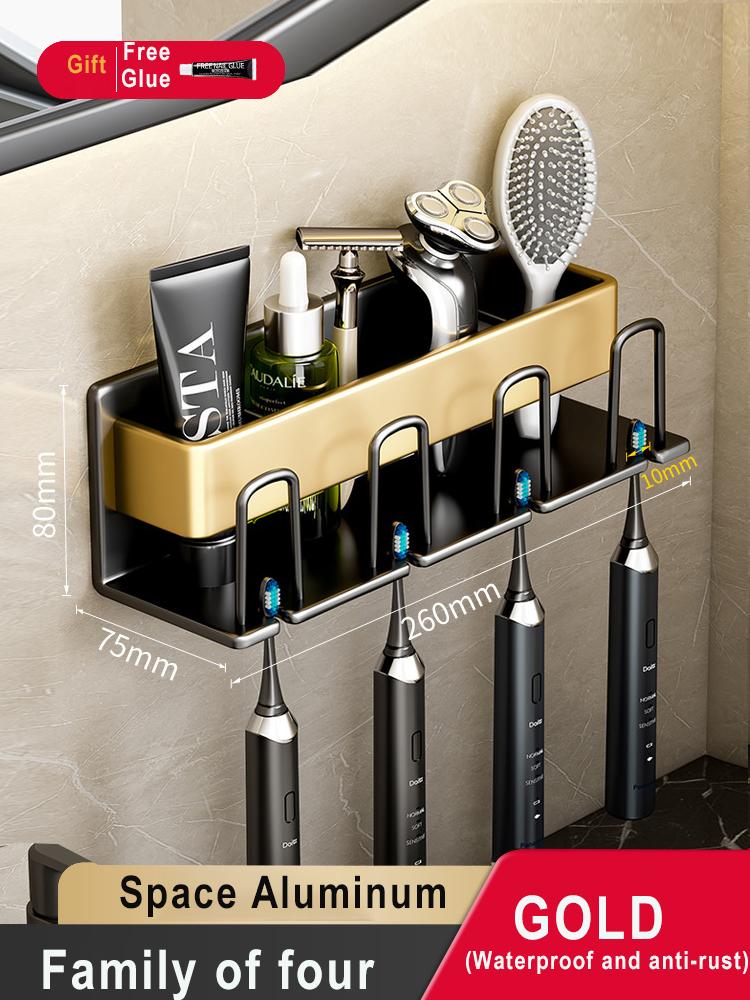 Toothbrush Holder Wall-mounted Gargle Cup Storage Electric Razor Shaver Shelf Batchroom Toiletries Organization Toothbrush Rack