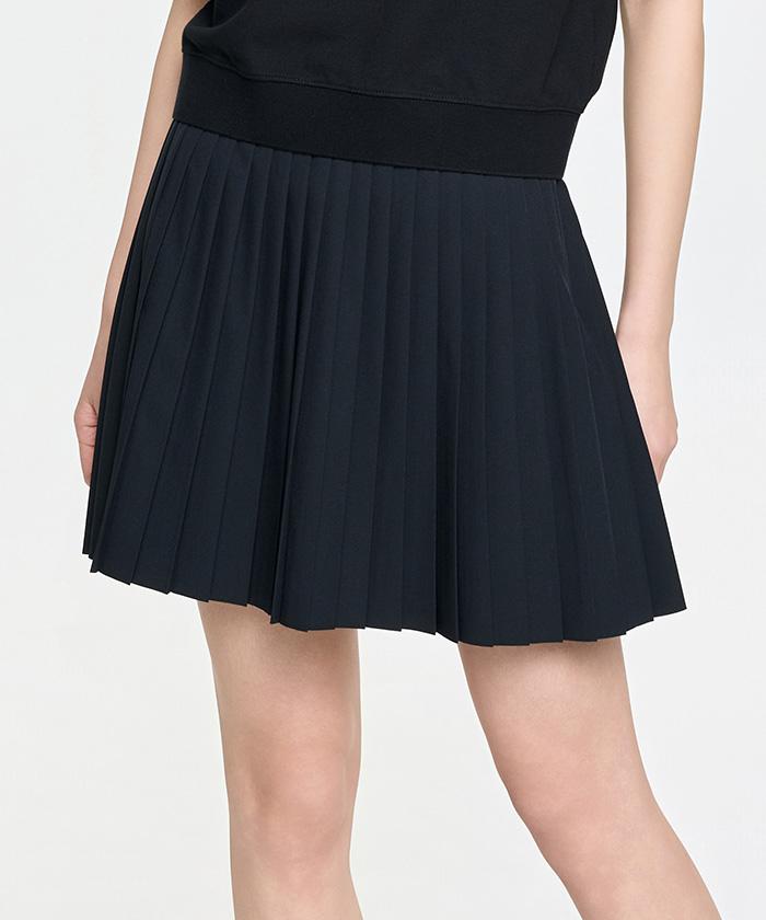 Emelbi Women'S Varsity Sporty Pleated Mini Skirt Ny (Black)