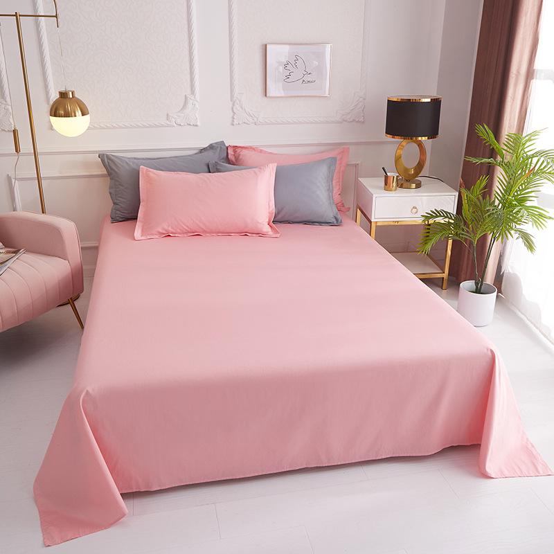 Minimalist Pure Cotton Double Bed Sheet with Pillowcase 200x230cm – Solid Color Design