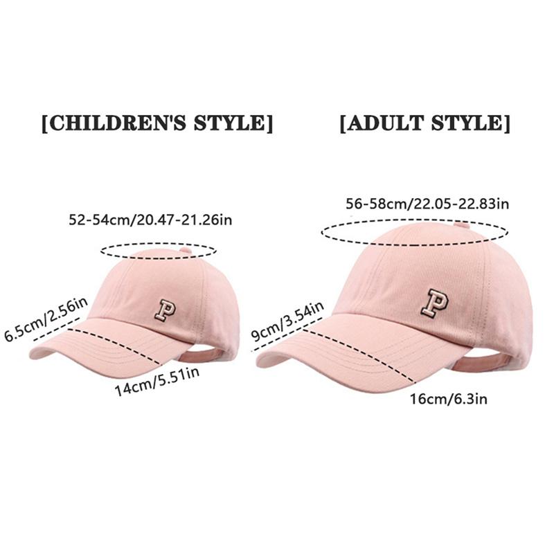 Spring Summer Parent-child Version Baseball Caps for Adults and Children Sun Hat Letter Embroidery Hollow High Ponytail Caps