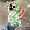 Phone Case: 2D Flat Lambskin Suitable for iPhone 18 17 16 15 14 13 Pro Film Protective Case, Lime Splash, Christmas and Halloween Gifts