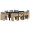 Outdoor Dining Set with Cushions 9 pcs Beige Poly Rattan