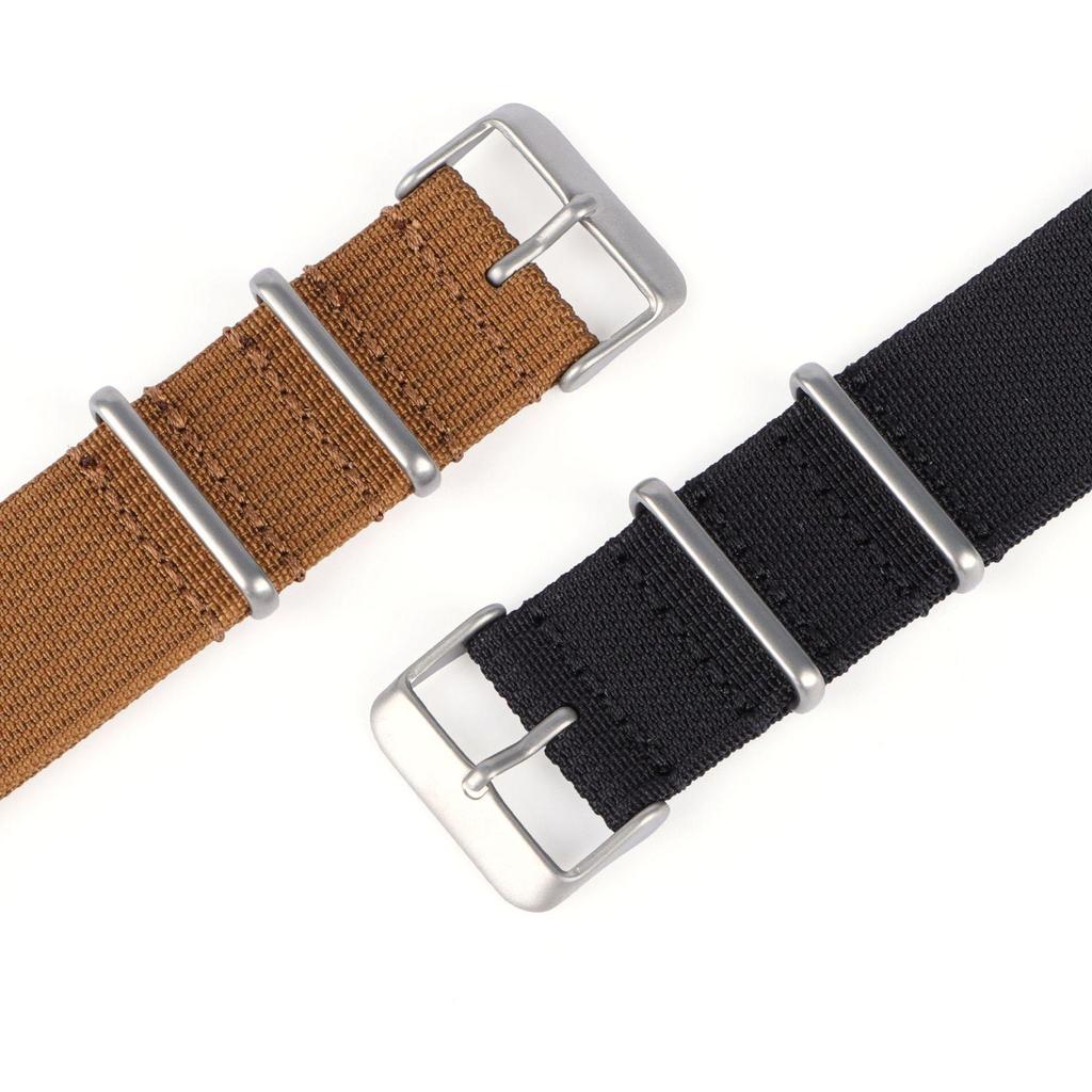 NATO One-Piece Nylon Canvas Watch Strap - Fine Woven Solid Color, 18/20/22mm