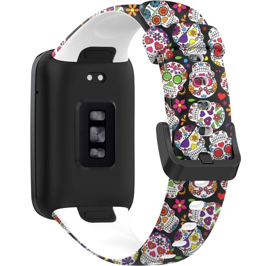 Xiaomi Mi Band 7 Pro için Silikon Kayış, Renkli Kurukafalar