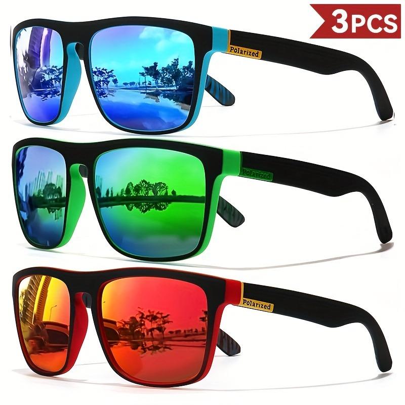 3 Piece Set Classic Square Retro Glasses Colorful Temple Legs High-quality PC Frame Unisex for Various Activities
