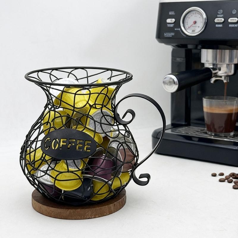 Metal Wire Coffee Storage Rack Convenient Coffee Pods Basket Decorations for Kitchen Countertop Espressos Pods Stand