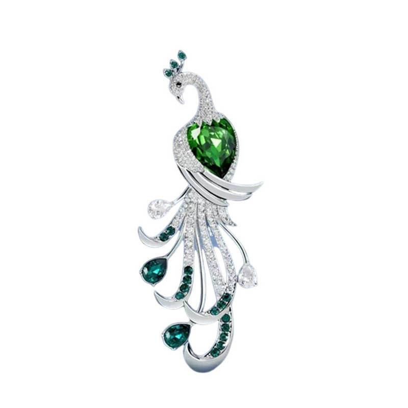 Elegant Crystal Peacock Brooches for Women Lady Beautiful Big Bird Animal Party Casual Brooch Pins Gifts
