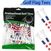 50Pcs Golf Tee 3-1/4 and 2-3/4 inch Durable Bamboo American Flag Designed Golf Training Accessorie