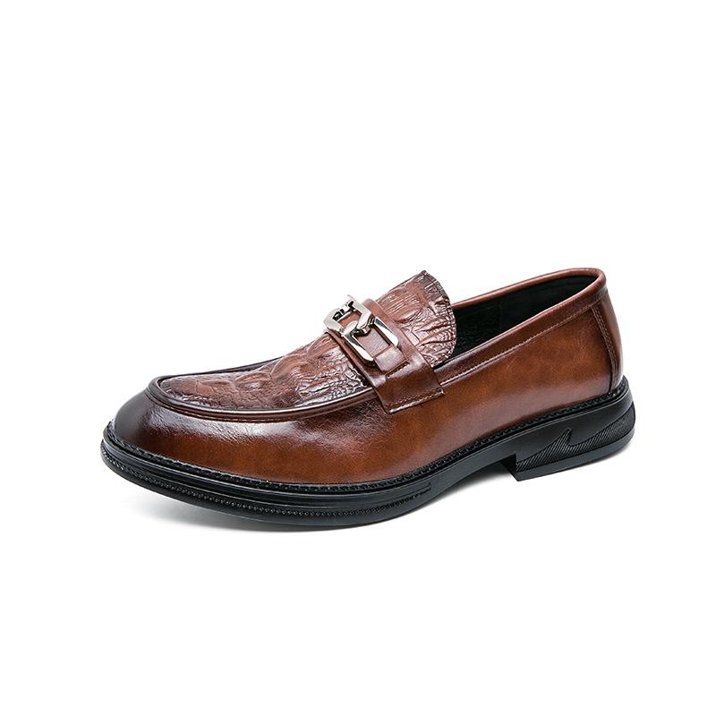 Men s Large Size Slip-on Leather Loafers for Business and Driving, Spring/Autumn Collection 40 коричневый