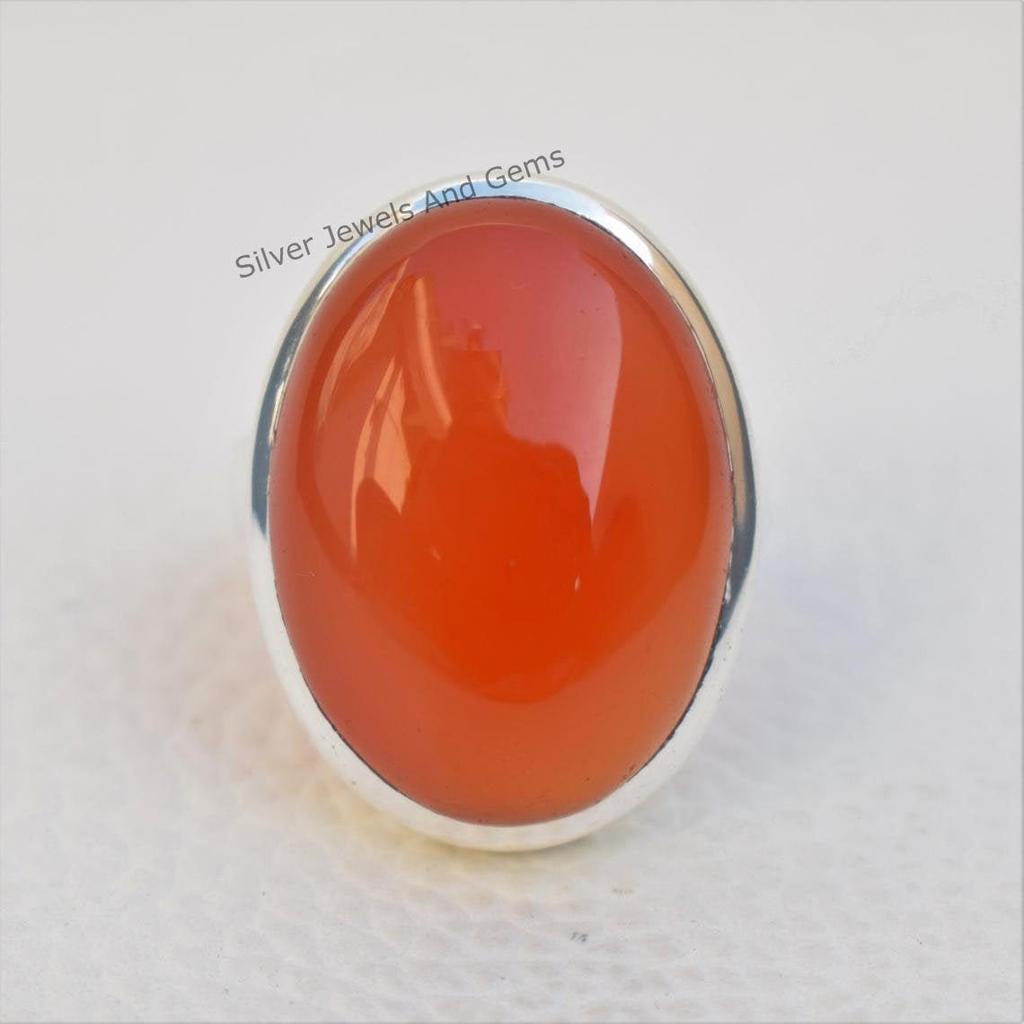 Natural Carnelian Ring, Handmade Ring, 925 Sterling Silver Ring, Gift for Her, Simple Oval Ring, Anniversary Gift, Gemstone Ring
