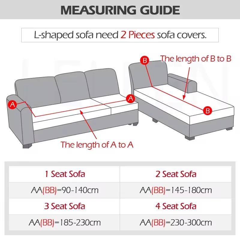 Velvet Sofa For Living Room Thick Elastic Sofa Cover 1/2/3/4 Seater L Shaped Corner Cover Stretch Cover For Sofa