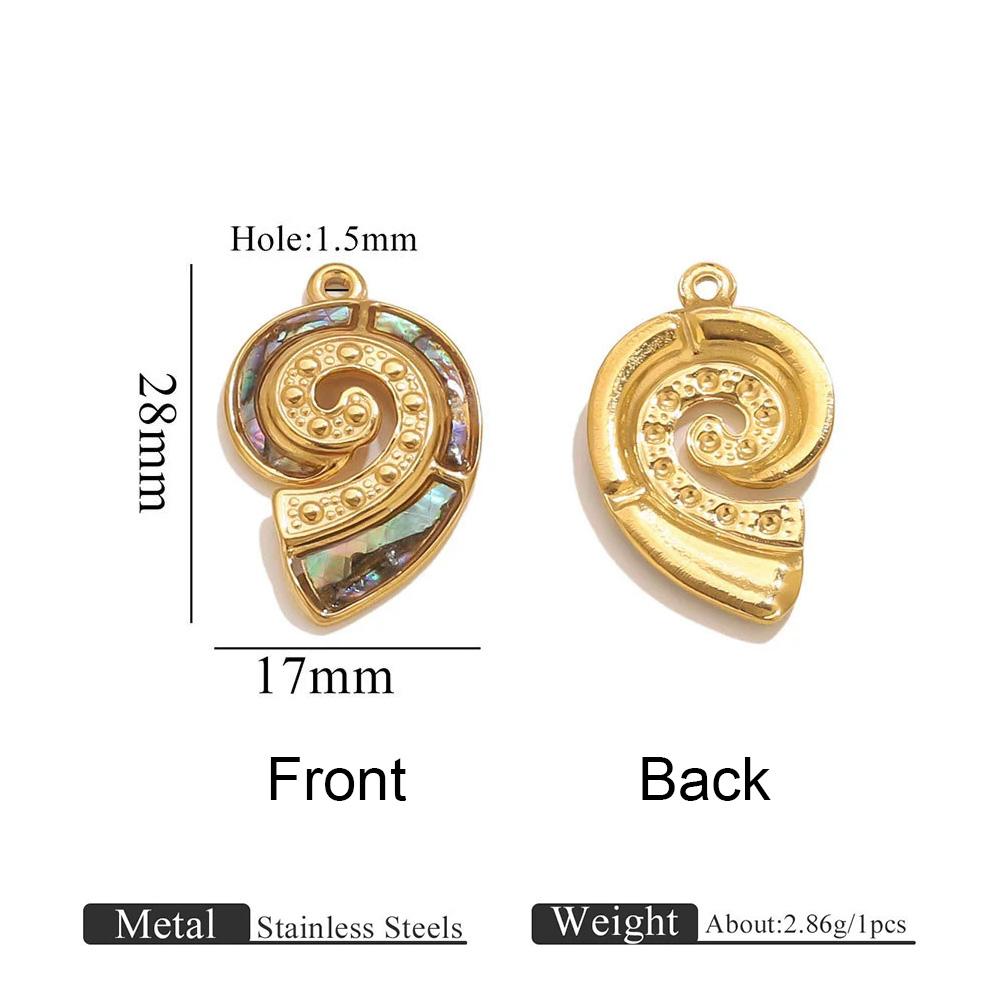 Turtle Starfish Conch Inlaid shell Stainless Steel Pendant For Women Summer Beach-style DIY Making Charm Fashion Jewelry