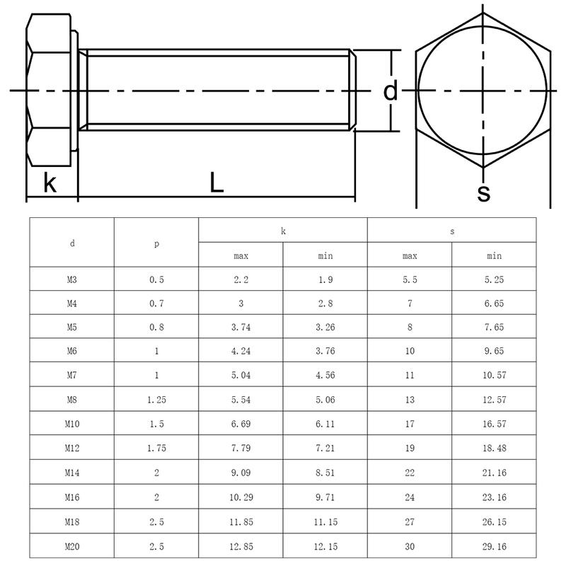 M4 M5 M6 M8 M10 M12 304 Stainless Steel Hexagon Bolt  Screw And Nut Set Large Full Extension Screw 8mm