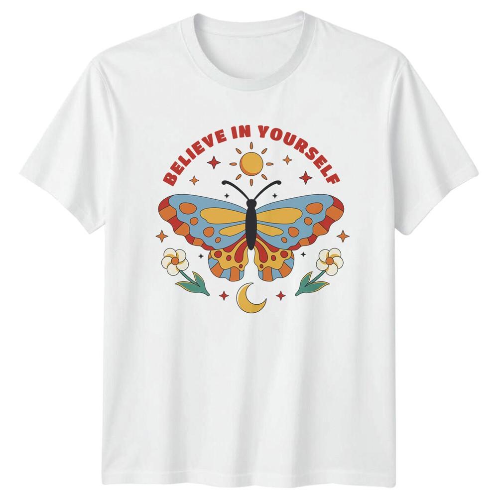Believe In Yourself Butterfly Graphic Tee Unisexs TShirt Unisexs Top Unisex S