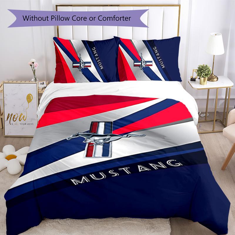 Mustang 3pcs Bedding Set Duvet Cover Closure Includes 1 Duvet Cover & 2 Pillowcases for All Seasons Bedroom Home Dorm Decor