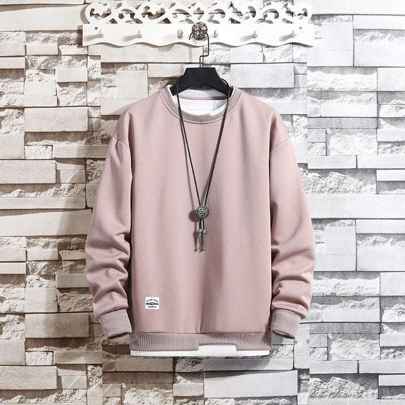 Mens Casual Sweatshirts Hoodie Men Fake Two Pieces Multi Color O-Neck Fashion   Sweatshirt