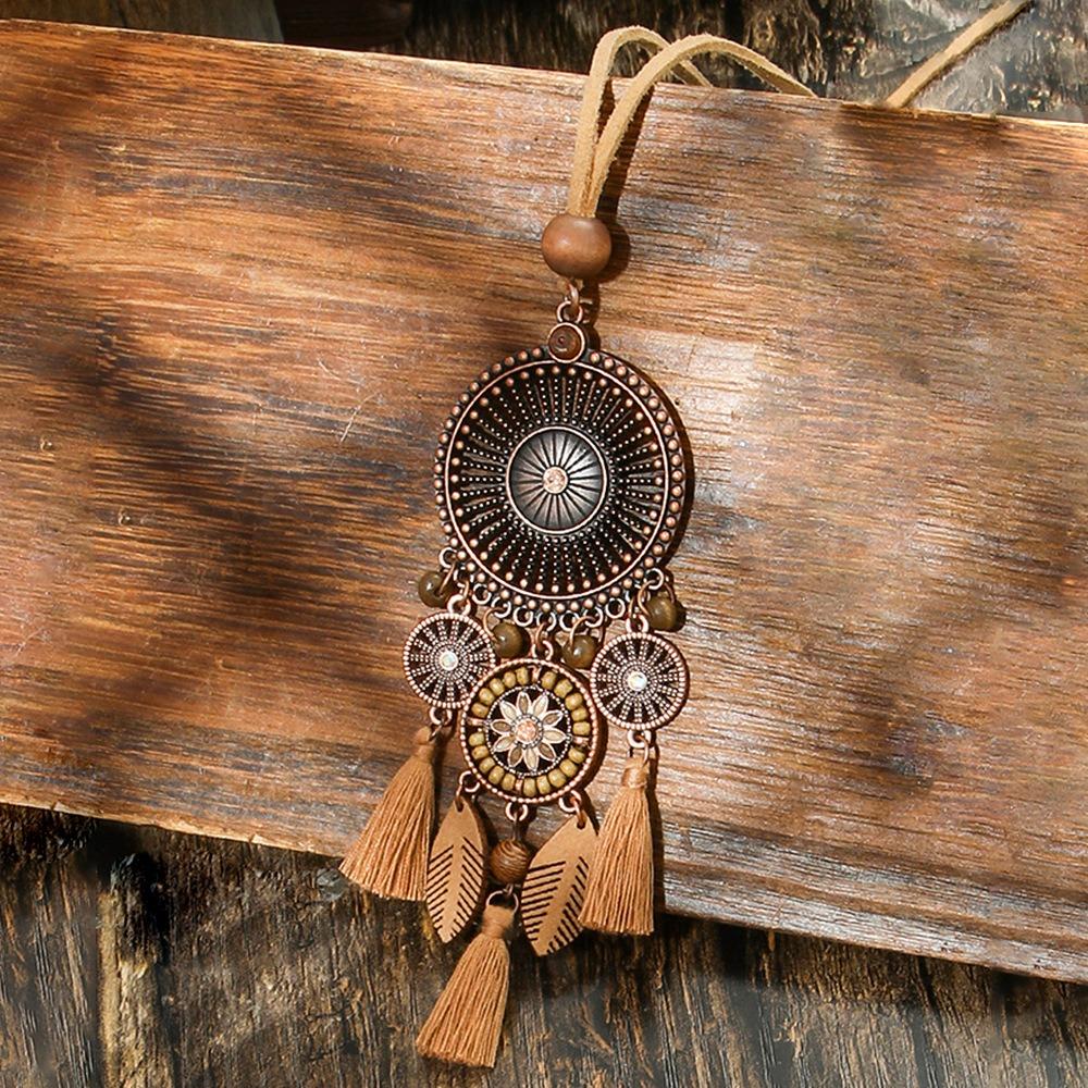 Damen Mode Türkis Muschel Anhänger Elegantes Stammes Halskette Brauner Anhänger Halsketten Schmuck