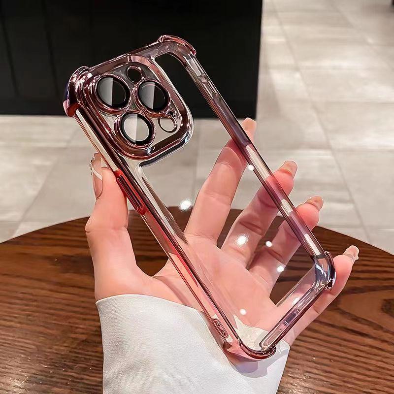 Compatible with iPhone 16/15 Pro Max: Four-Corner Airbag Anti-Drop Case & Transparent Lens Film Protective Cover X.