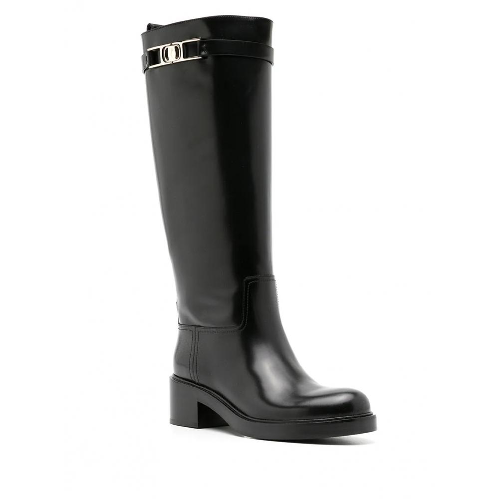 Salvatore Ferragamo Ferragamo Gancini 55mm Knee Boots Black
