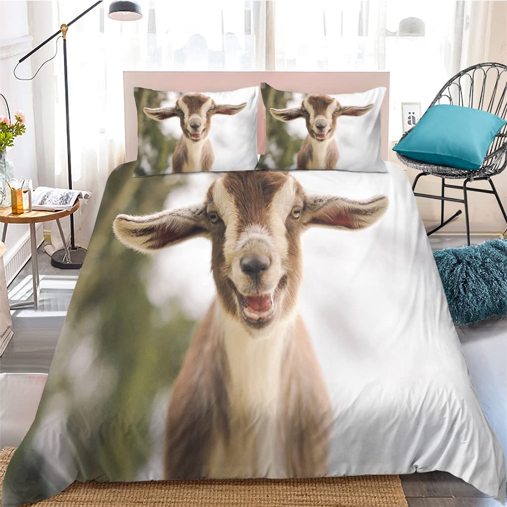 Funny Sheep King Queen Bedding Set Kids Farm Animal Duvet Cover White Little Lamb Comforter Cover 2/3pcs Polyester Quilt Cover
