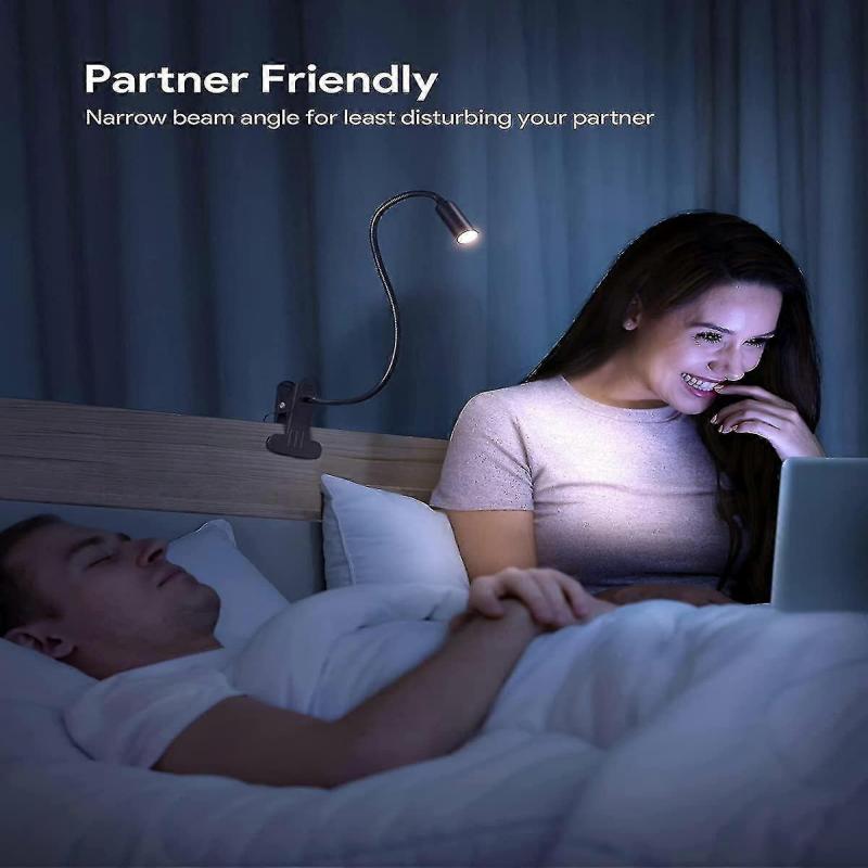 Clip On Light, Dimmable Aluminum Reading Lamp, Eye Protection Book Clamp Lamp, Clip On Lamp Compatible Desk Bedside Bed Headboard Or Deep Focus, Flexi