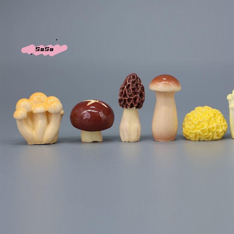 S-8Pcs Resin Micro Landscape Fairy Garden Decoration Cute Mini Mushrooms Desk Ornament Colorful Desktop Model For Indoor Outdoor