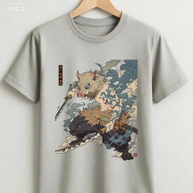 Demon Slayer Japanese Anime 2026 Summer New100cotton Tshirt Inosuke Hashibira Pattern Unisex Y2K Short Sleeves Loose Shirt