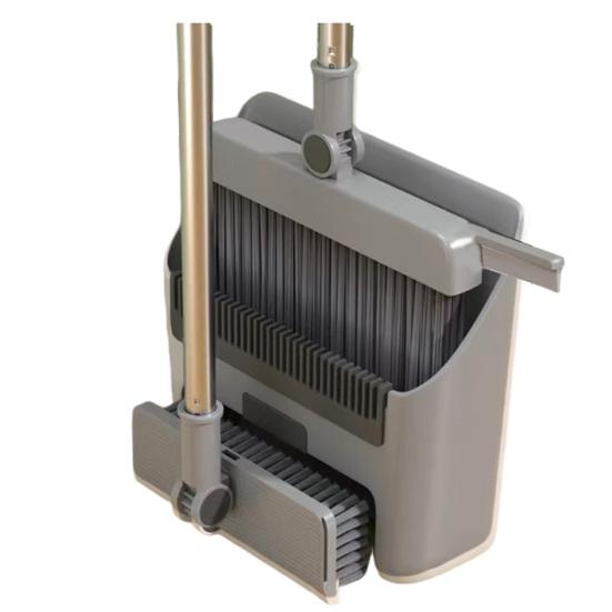 Broom Dustpan Set with Built-in Comb Teeth Adjustable Long Handle 180 Degree Rotating Broom Head Broom Dustpan Kit