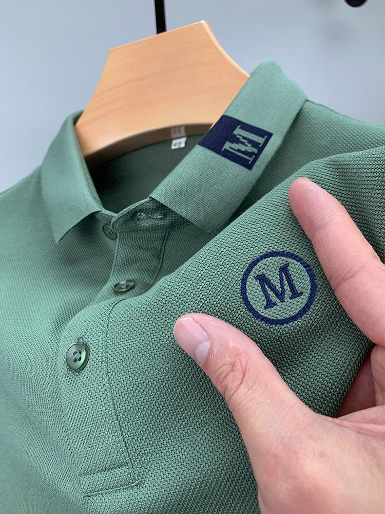 High-End Embroidered Men's Cotton Polo Shirt: Summer Short-Sleeved Lapel Design