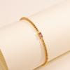 Birthstone Charm Ball Beaded Bracelet 18K Gold Plated Stainless Steel Month Stone Stretch Jewelry