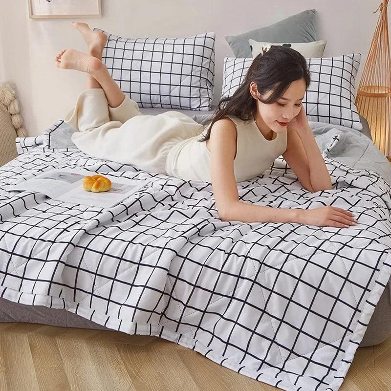 2024 Summer Cotton Quilts Thin Air-conditioning Comforter Soft Breathable Office Nap Blanket Quilted Bed Covers and Bedspreads