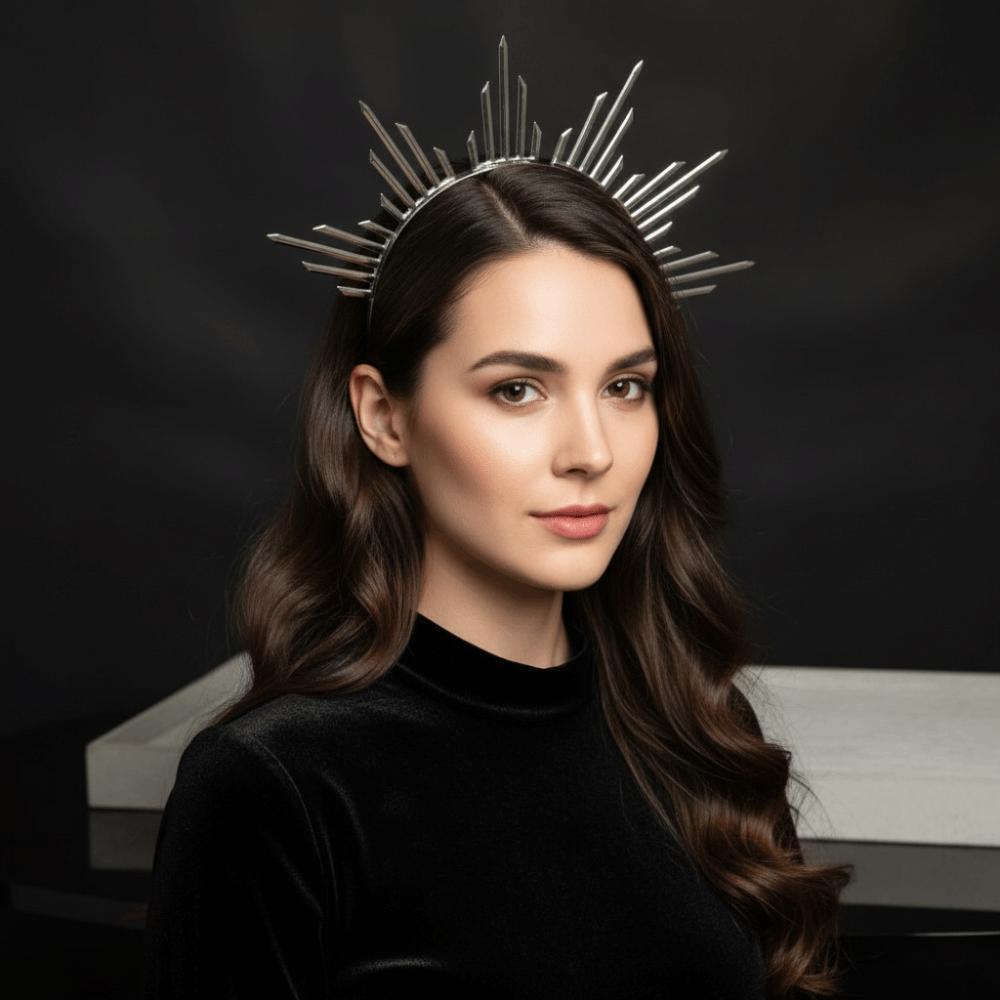 Lolita Spiked Headpiece Gothic Renaissance Cosplay Headband Women Halo Sun Crown  Birthday Party