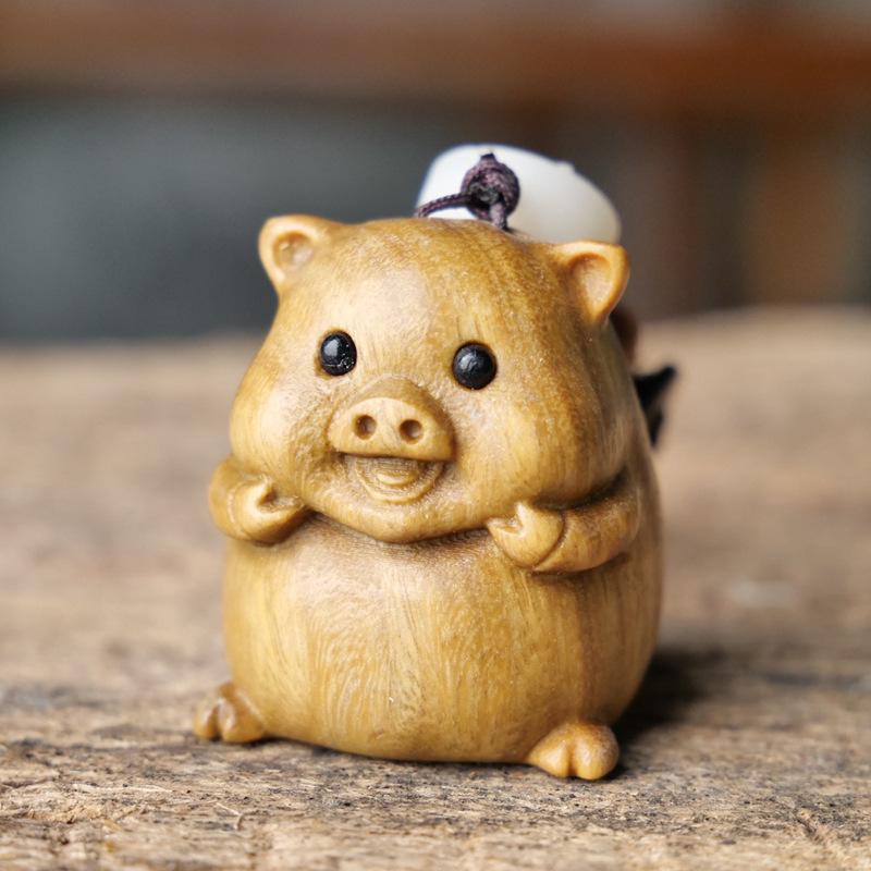 Argentina Green Sandalwood Cartoon Twelve Zodiac Animals Wooden Pendant Ornament for Men and Women