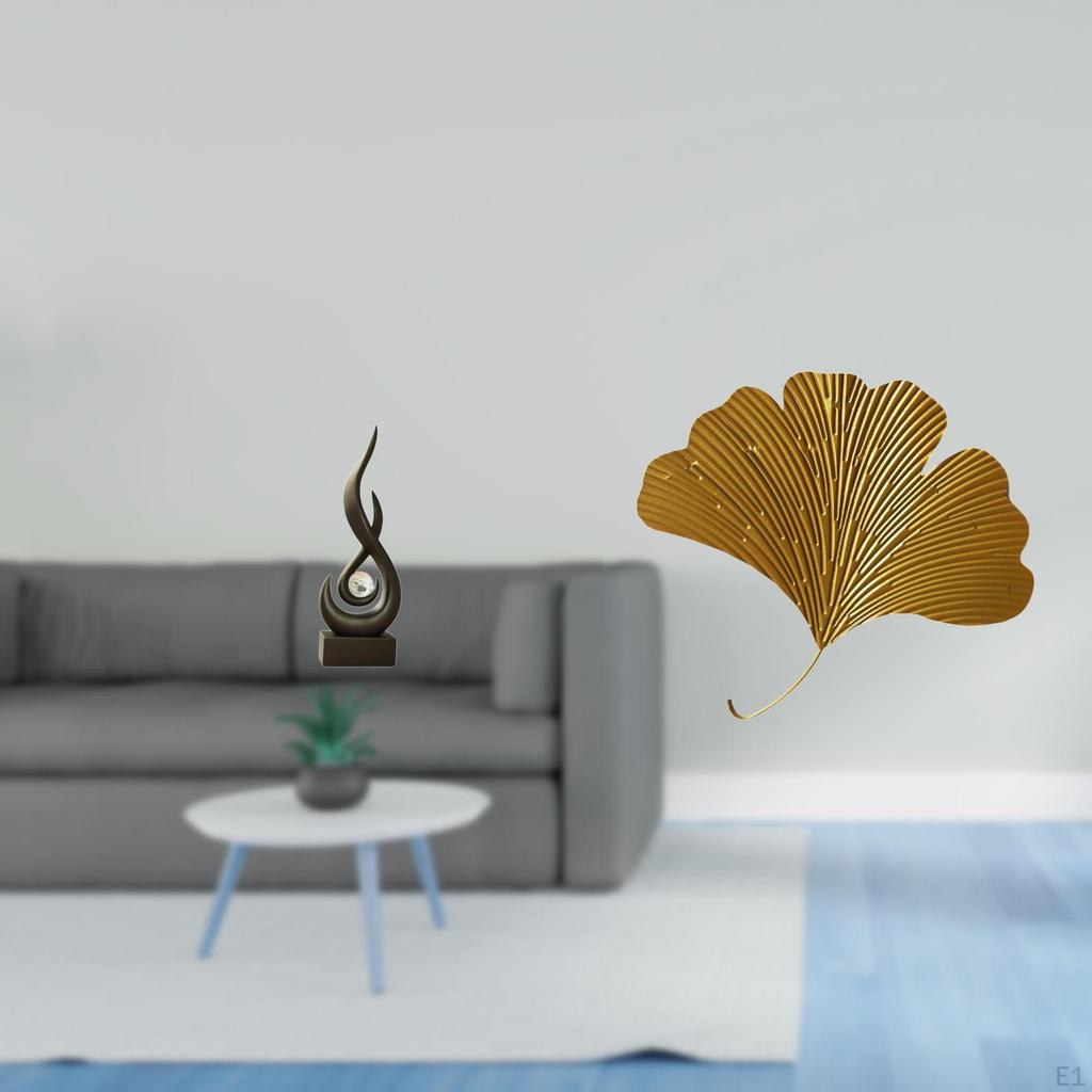 Abstract Resin Flame Ginkgo Leaves Sculpture Modern Art Desktop Ornament Wall Mounted Decor for