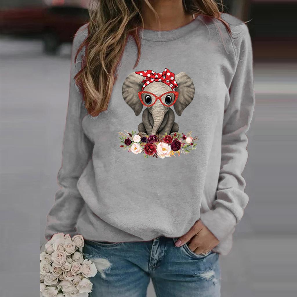 Winter Womens Casual Long Sleeve Tops Ladies Print Sweatshirt Blouse Tee Sweater