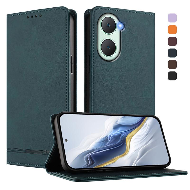 Retro Leder Anti-Diebstahl Brieftasche Flip Case Für VIVO Y04 Y03 Y02 Y17 Y27 Y77 Y27S 4G 5G Hülle Handyhülle Magnetverschluss Kartenfach