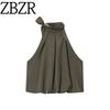 Za Autumn New Arrivals Women's Clothing Zr European and American Style Fashionable Versatile Bow Decor Halter Neck Top 9113911