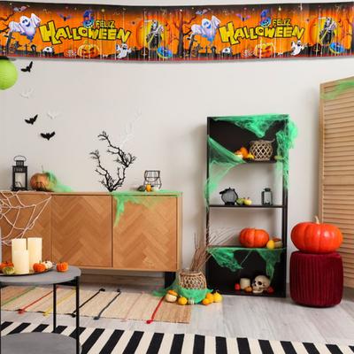 Yousheng Halloween Banner Horror Party Decor Yard Sign Scary Background Cloth Indoor Outdoor Fence Decoration