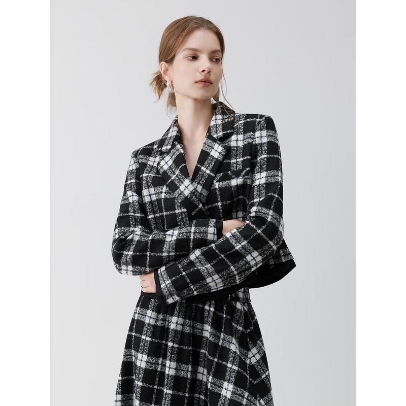 ELLE Damen karierter kurzer Blazer