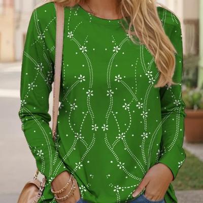 Damen T-Shirt, Oberteile, Blumenmuster, 3D-Druck, modisch, langärmelig, Festival, Urlaub, lustig, O-Ausschnitt, normale Passform, Frühlings- und Herbst-Sweatshirt