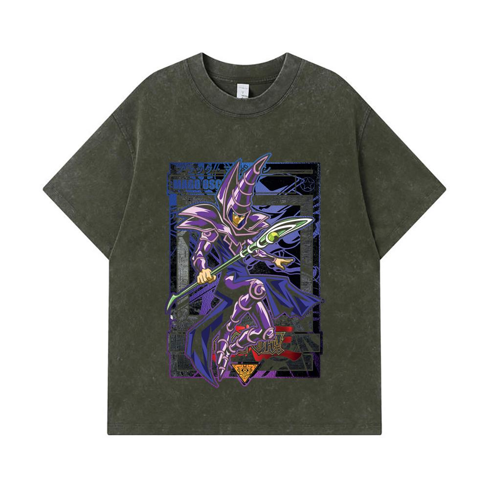 275 GSM Washed T-shirts 100% Cotton Yu-Gi-Oh V5 Mago Oscuro Print Unisex Heavy Cotton T Shirt