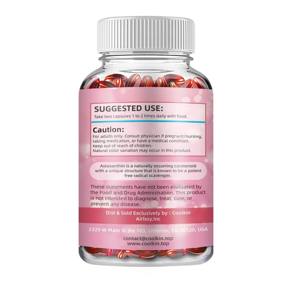 Astaxanthin dietary supplement, eye-protecting formula, 120 vegetarian softgels to support eye health.