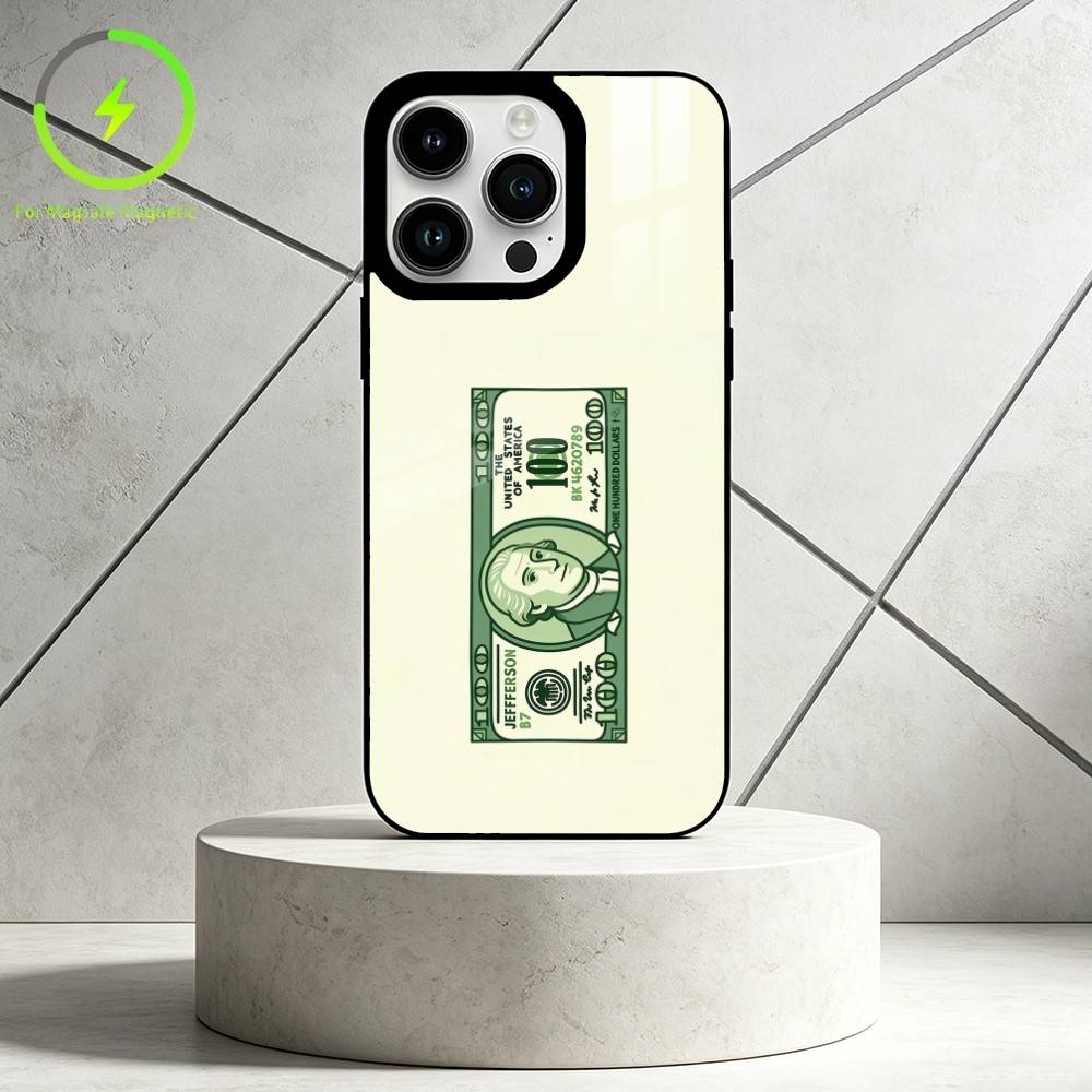 

Q-Q version vector banknote Phone Case For iPhone 17 16 15 14 13 12 Pro Max Plus for Mirror Wireless Magnetic Cover iPhone12mini