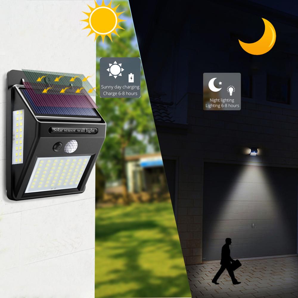 Solar Lamp LED Outdoor IP65 Waterproof Lights Working Mode Adjustable Motion Sensor Wall Lamps for Yard Garden External Lighting