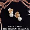 Ancient French Camellia Pearl Zircon Earrings In the Wind Retro Oil Drip Flower Stud Earrings Women