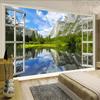 3D Murals Classic Window Lake Mountain Nature Scenery Wallpapers Living Room Bedroom Sofa 3D Wall Mural