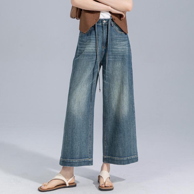 Xin Ge Women s 2025 Summer High-Waisted Wide-Leg Jeans for Petite Women Size 31 синий