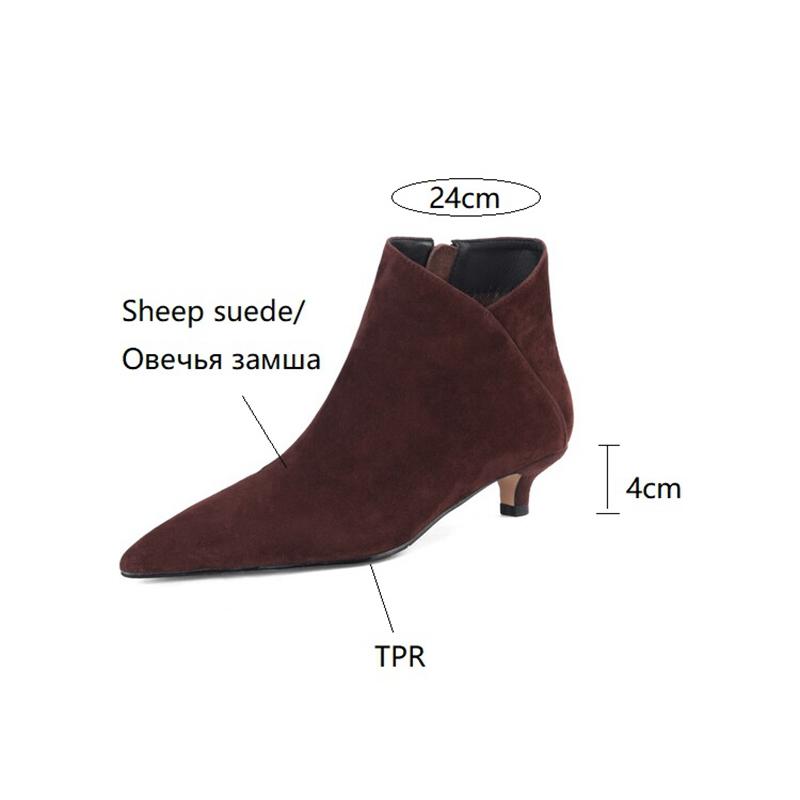 Fashion NEW Autumn Women Ankle Boots Sheep Suede Shoes Pointed Toe High Heel Shoes Women Concise Thin Heel Boots for Woman botines mujer