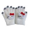 Hello Kitty Winter Gloves for Girls - Warm, Diamond-Patterned, Imitation Rabbit Fur, Perfect for Cold Protection and Cycling.