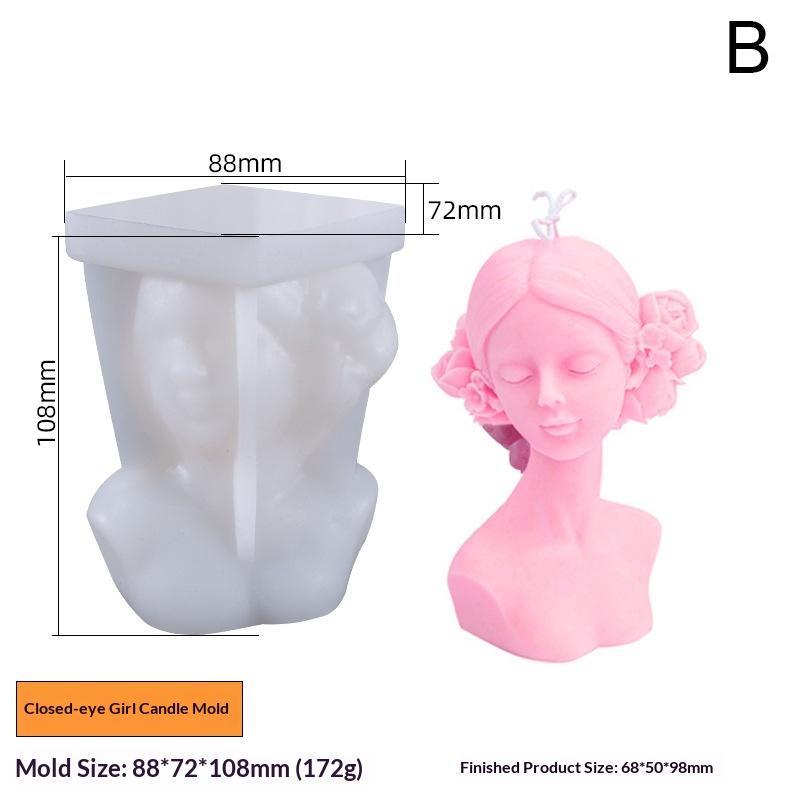 

1Pc Closed Eye Blindfold Girl Silicone Candle Mold 3D Cute Rose Girl Aromatherapy Plaster Soap Crafts Mold Home Decor Gift